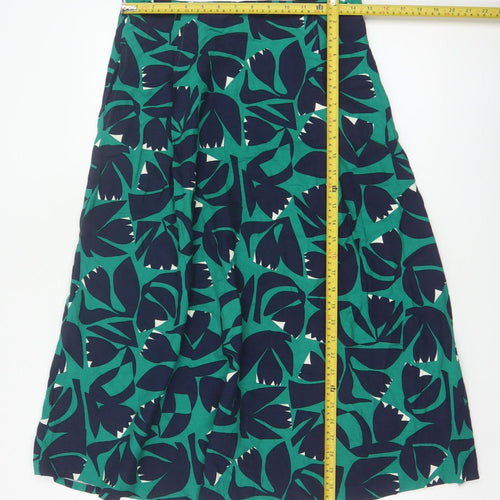 Seasalt Cornwall Women Green Floral A-Line Midi Skirt UK 10