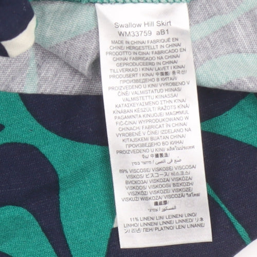 Seasalt Cornwall Women Green Floral A-Line Midi Skirt UK 10