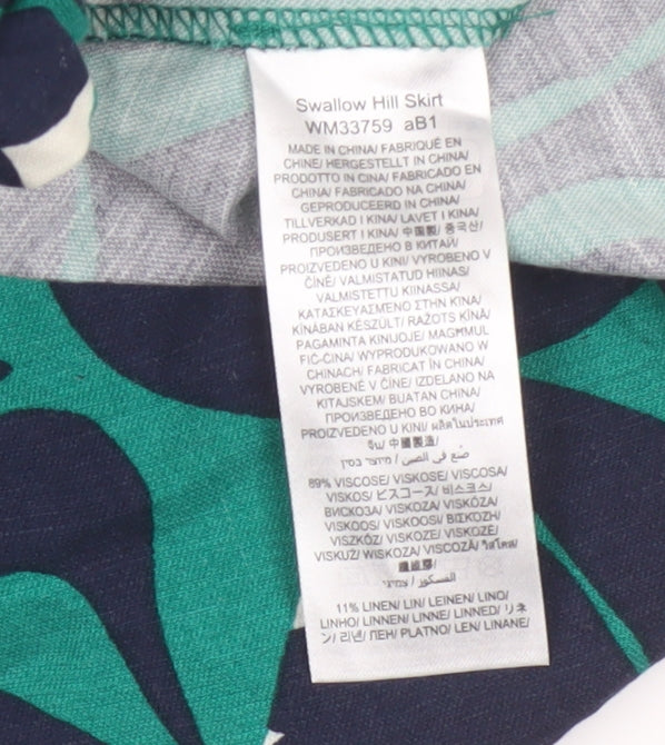 Seasalt Cornwall Women Green Floral A-Line Midi Skirt UK 10