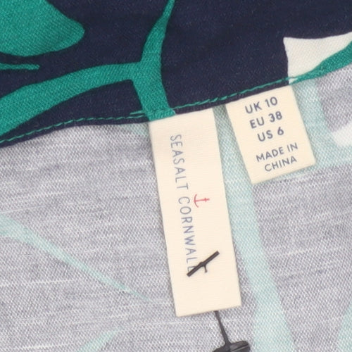 Seasalt Cornwall Women Green Floral A-Line Midi Skirt UK 10