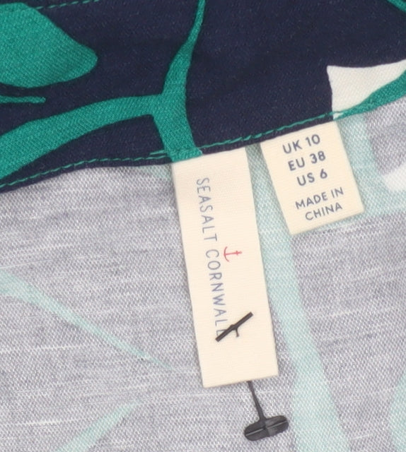 Seasalt Cornwall Women Green Floral A-Line Midi Skirt UK 10