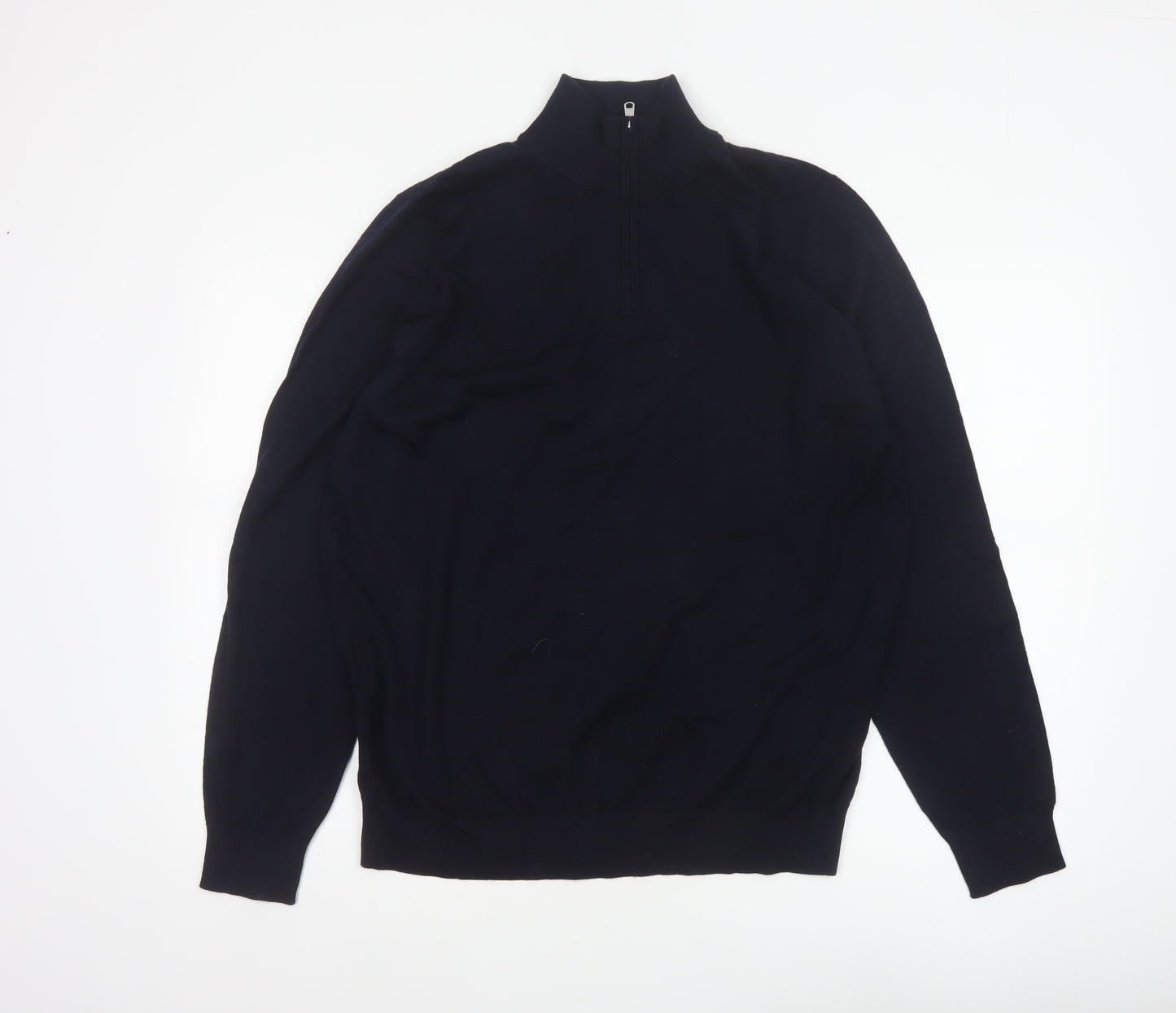 Autograph Men’s Black XL Merino Wool 1/4 Zip High Neck Jumper