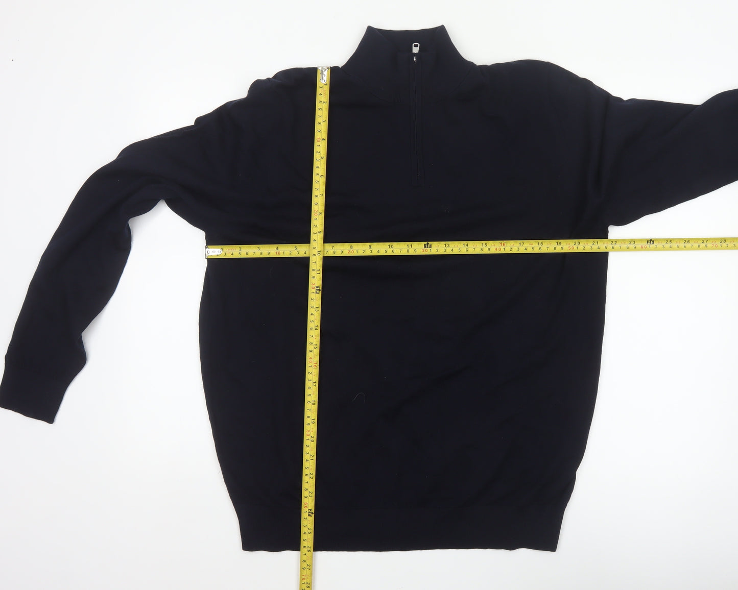 Autograph Men’s Black XL Merino Wool 1/4 Zip High Neck Jumper