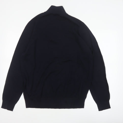 Autograph Men’s Black XL Merino Wool 1/4 Zip High Neck Jumper