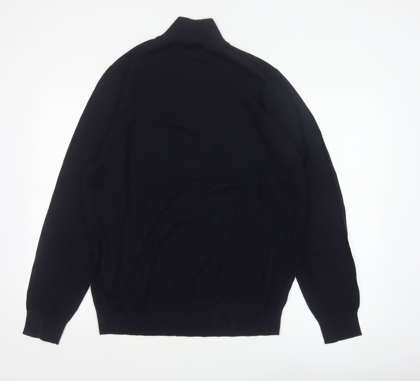 Autograph Men’s Black XL Merino Wool 1/4 Zip High Neck Jumper