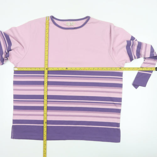 Bonmarché Women Pink Purple Striped Jersey Long Sleeve T-Shirt XL