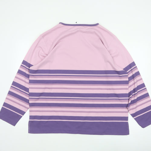 Bonmarché Women Pink Purple Striped Jersey Long Sleeve T-Shirt XL