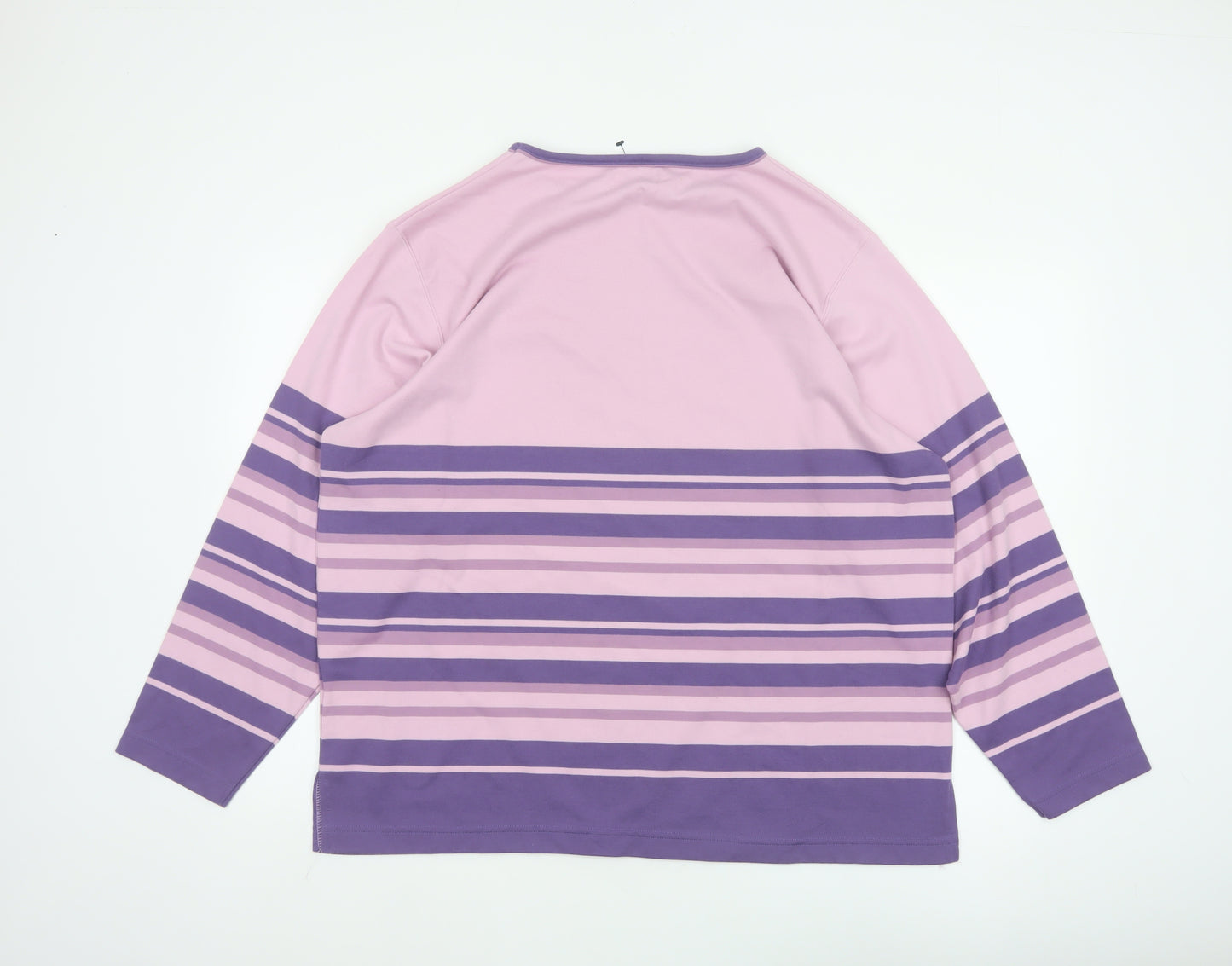 Bonmarché Women Pink Purple Striped Jersey Long Sleeve T-Shirt XL