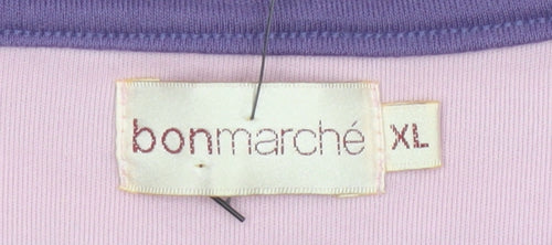 Bonmarché Women Pink Purple Striped Jersey Long Sleeve T-Shirt XL