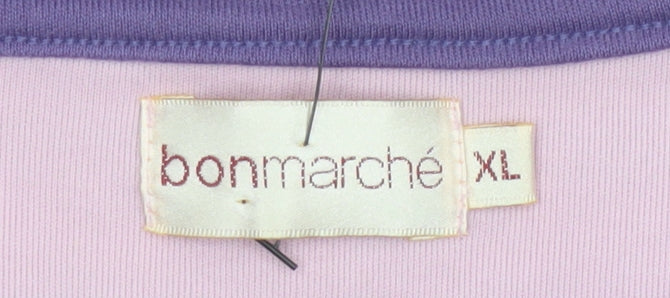 Bonmarché Women Pink Purple Striped Jersey Long Sleeve T-Shirt XL