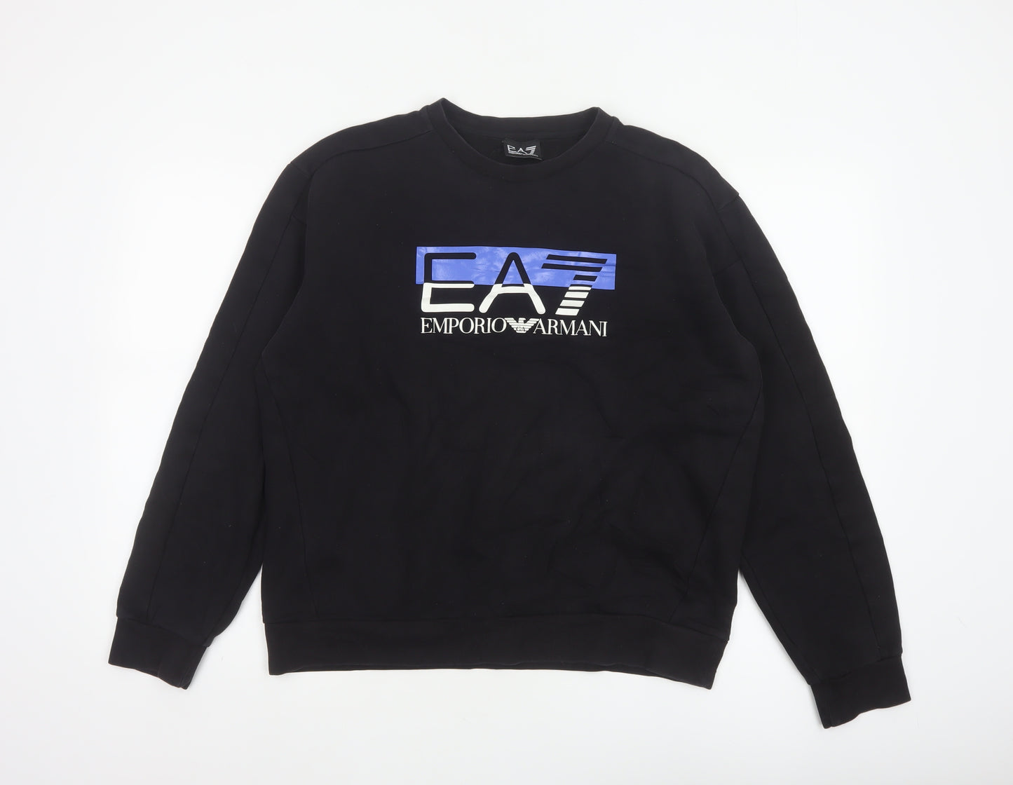 EA7 Emporio Armani Men’s Black L Crew Neck Logo Sweatshirt