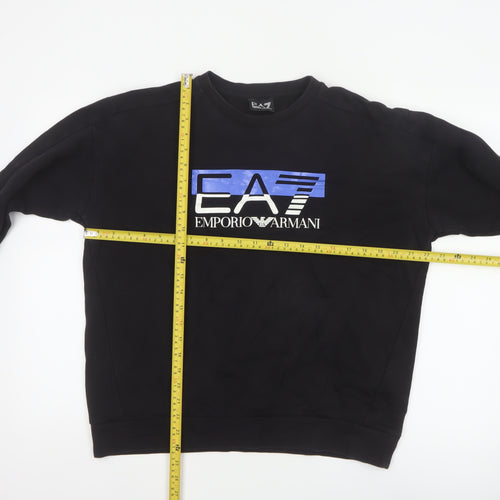 EA7 Emporio Armani Men’s Black L Crew Neck Logo Sweatshirt