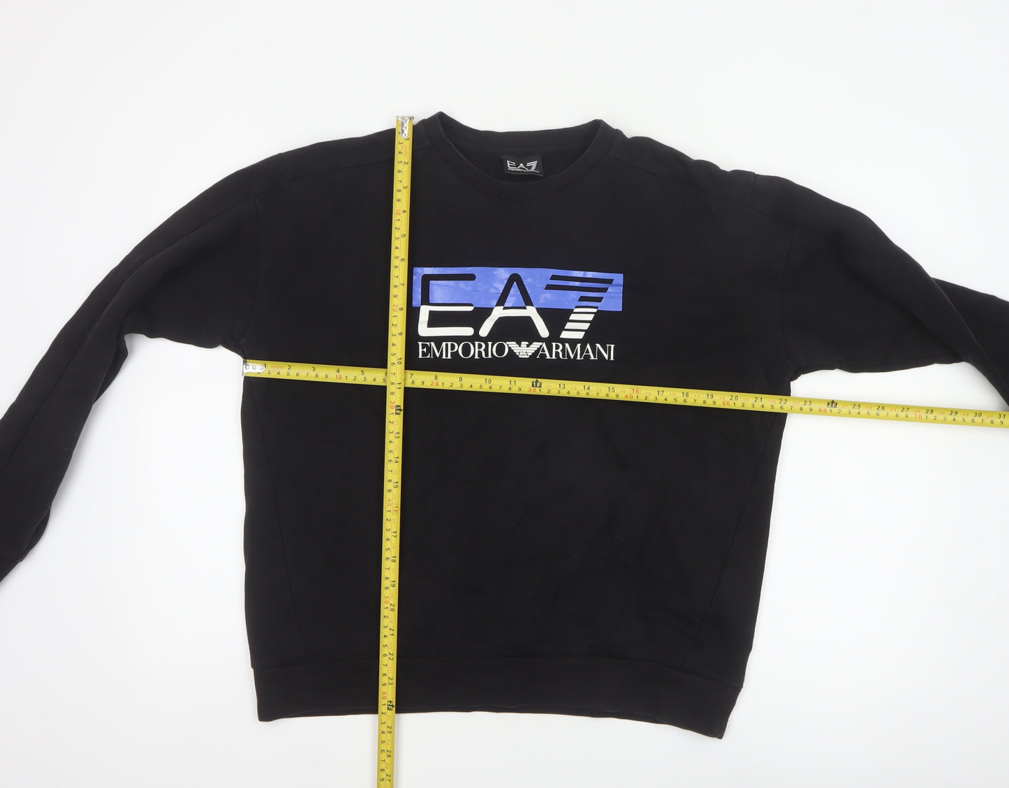 EA7 Emporio Armani Men’s Black L Crew Neck Logo Sweatshirt