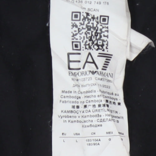 EA7 Emporio Armani Men’s Black L Crew Neck Logo Sweatshirt