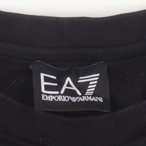 EA7 Emporio Armani Men’s Black L Crew Neck Logo Sweatshirt