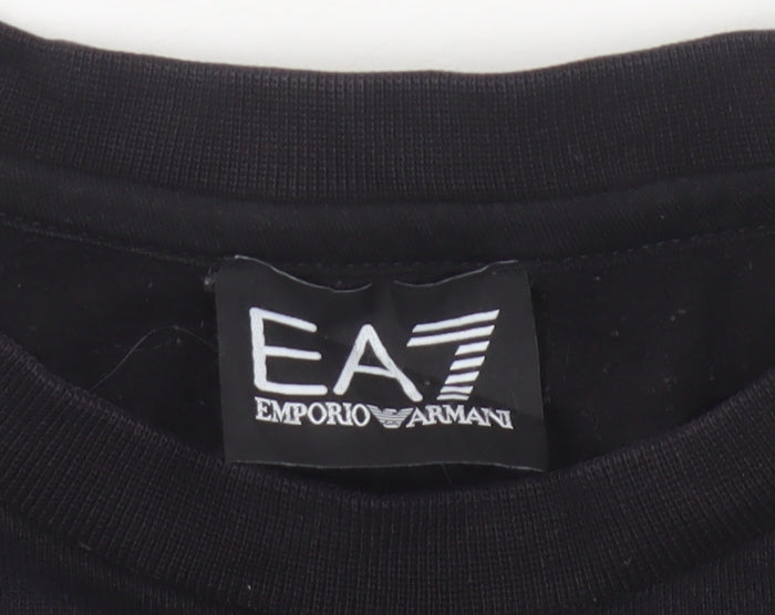 EA7 Emporio Armani Men’s Black L Crew Neck Logo Sweatshirt