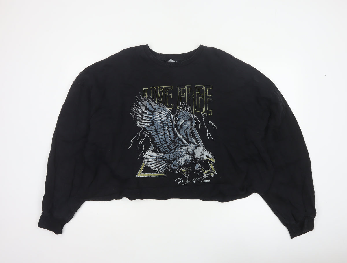 Back view of ASOS Design Women Black UK 20 Oversized Eagle Graphic Pullover Sweatshirt