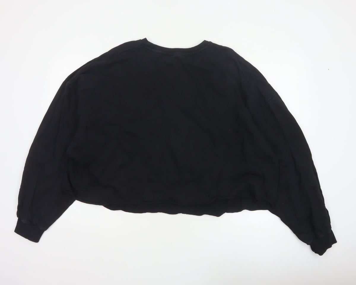 Brand and care label for ASOS Design Women Black UK 20 Oversized Eagle Graphic Pullover Sweatshirt