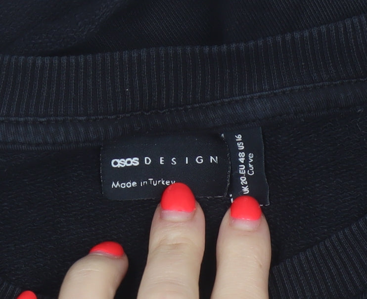 Additional view of ASOS Design Women Black UK 20 Oversized Eagle Graphic Pullover Sweatshirt