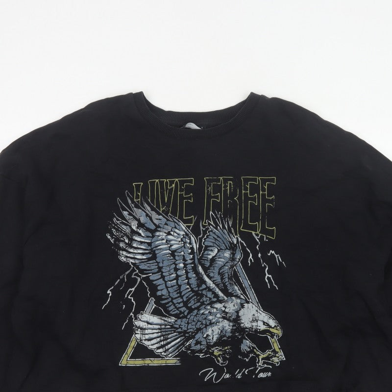 Additional view of ASOS Design Women Black UK 20 Oversized Eagle Graphic Pullover Sweatshirt