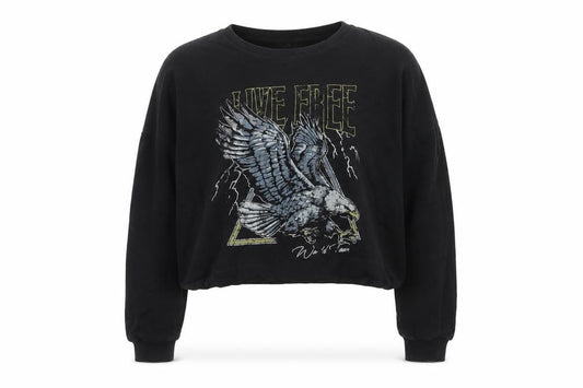 Front view of ASOS Design Women Black UK 20 Oversized Eagle Graphic Pullover Sweatshirt