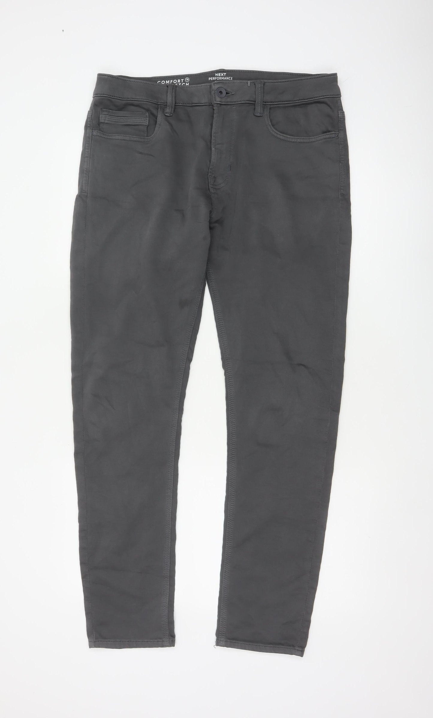 Next Men’s Grey 34R Performance Skinny Fit Stretch Trousers