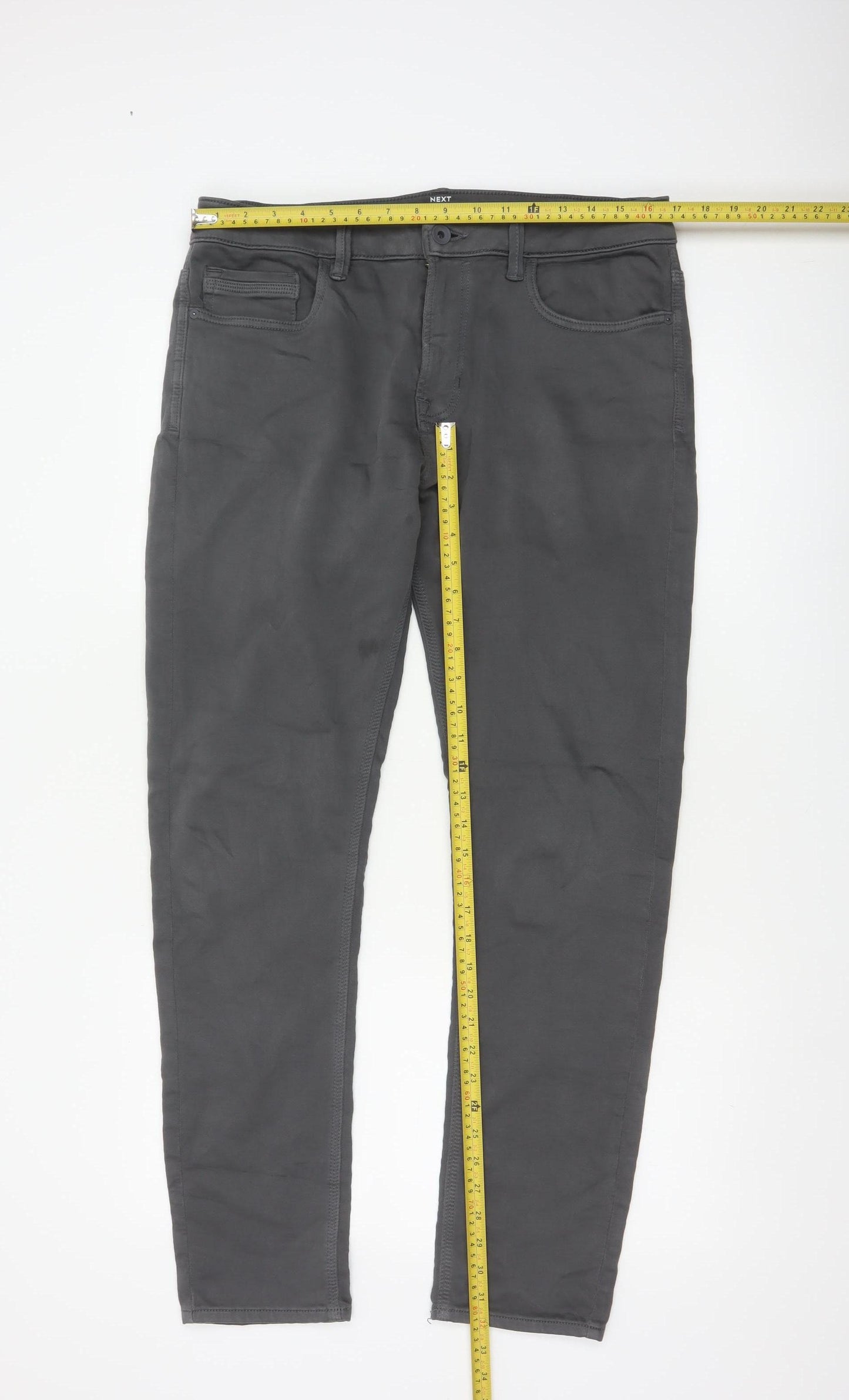 Next Men’s Grey 34R Performance Skinny Fit Stretch Trousers