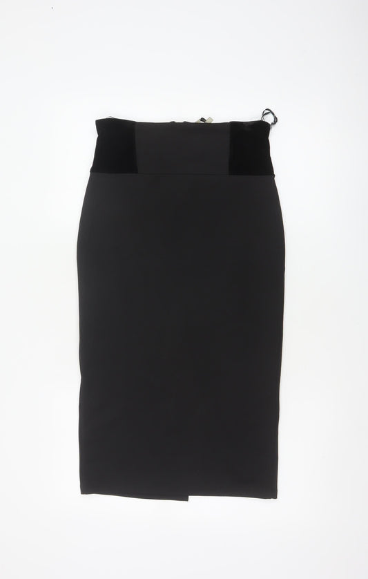 Kelly Ewing Collection Women Black UK 10 High Rise Velvet Pencil Skirt