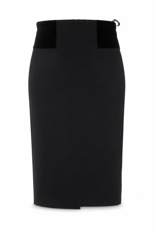 Kelly Ewing Collection Women Black UK 10 High Rise Velvet Pencil Skirt
