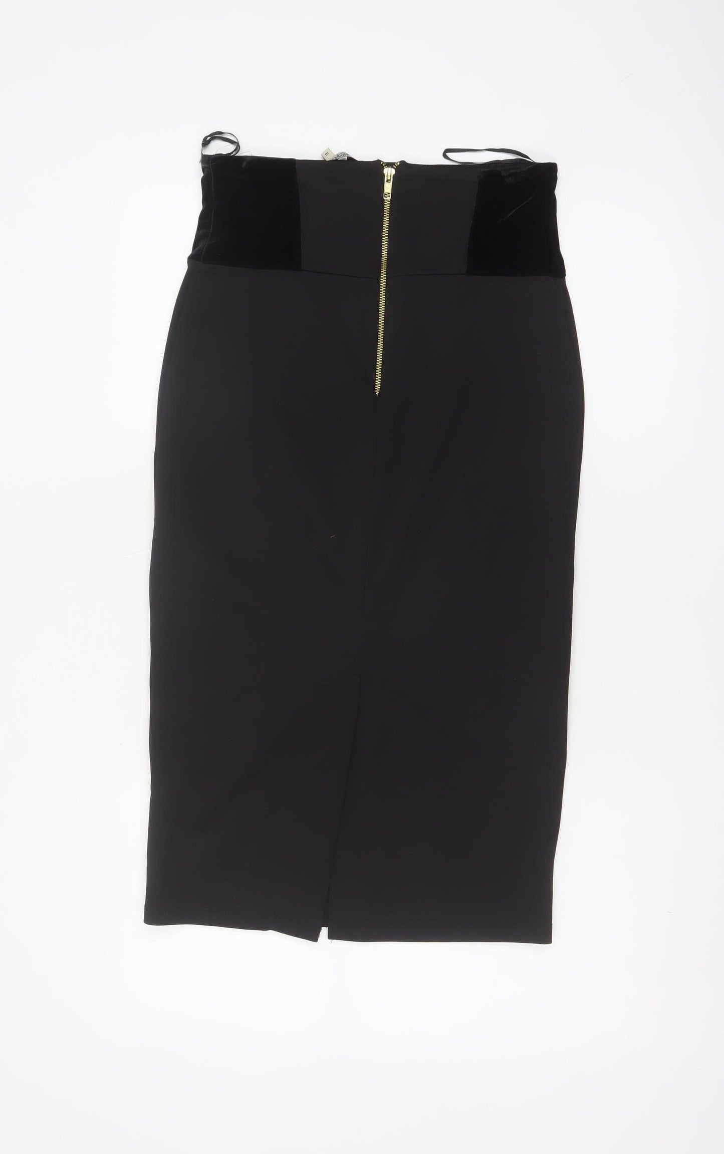 Kelly Ewing Collection Women Black UK 10 High Rise Velvet Pencil Skirt