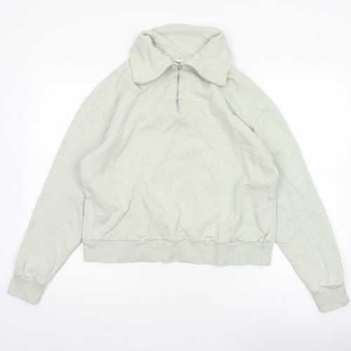MNG Women’s Green M Hooded Quarter Zip Pullover Sweatshirt