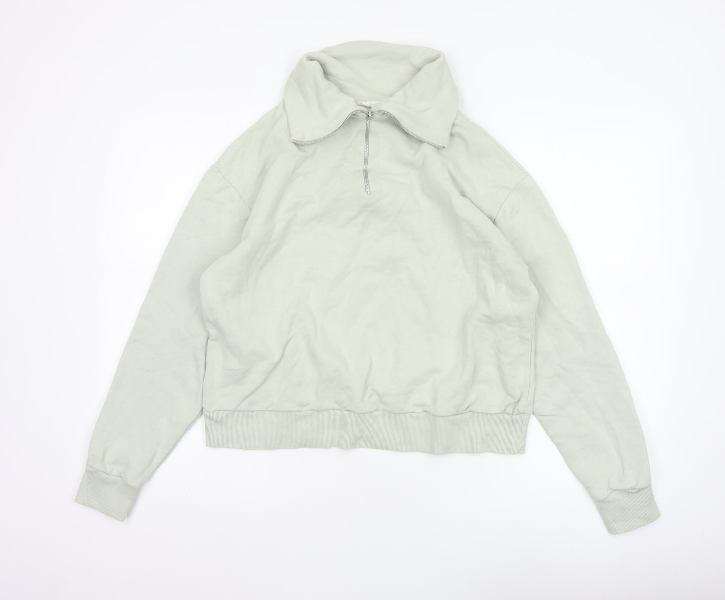 MNG Women’s Green M Hooded Quarter Zip Pullover Sweatshirt