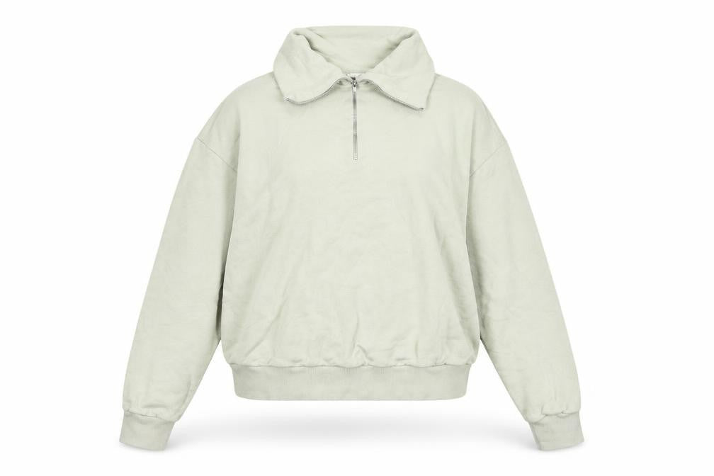 MNG Women’s Green M Hooded Quarter Zip Pullover Sweatshirt