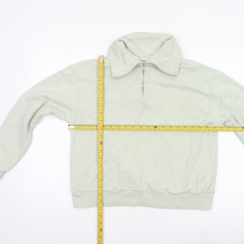 MNG Women’s Green M Hooded Quarter Zip Pullover Sweatshirt