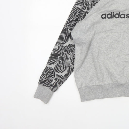 Adidas Neo Women’s Grey S Pullover Sweatshirt Leaf Print Raglan