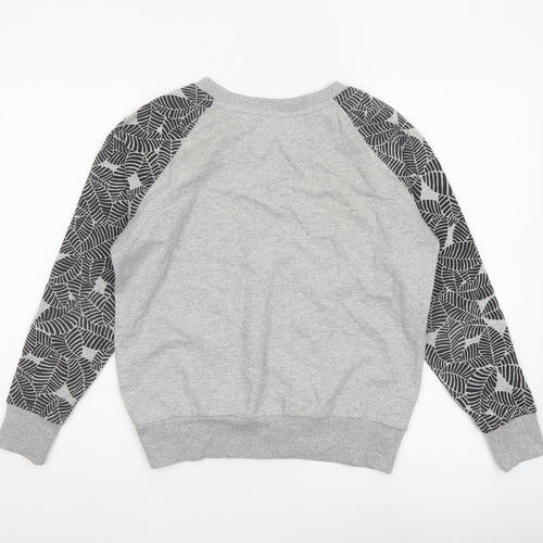 Adidas Neo Women’s Grey S Pullover Sweatshirt Leaf Print Raglan