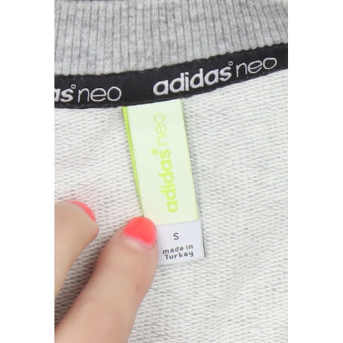 Adidas Neo Women’s Grey S Pullover Sweatshirt Leaf Print Raglan