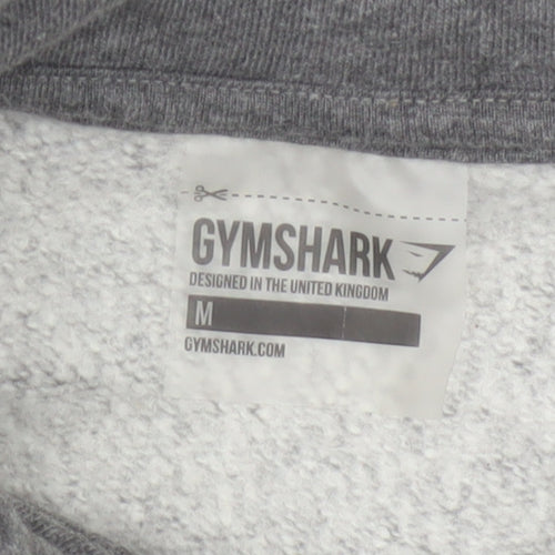 Gymshark Women Grey M Cropped Pullover Hoodie Drawstring Raglan Gym
