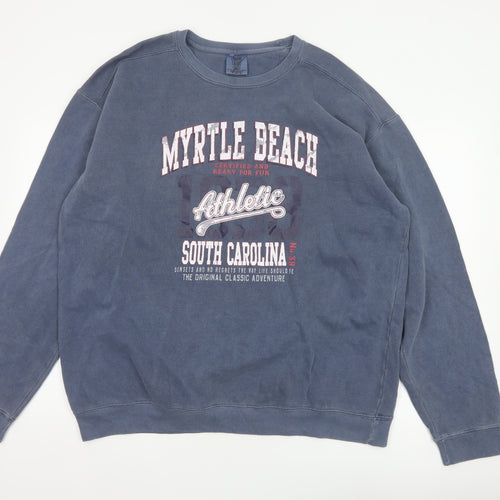 Comfort Colors Men's Blue L Pullover Sweatshirt Myrtle Beach Graphic