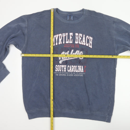 Comfort Colors Men's Blue L Pullover Sweatshirt Myrtle Beach Graphic