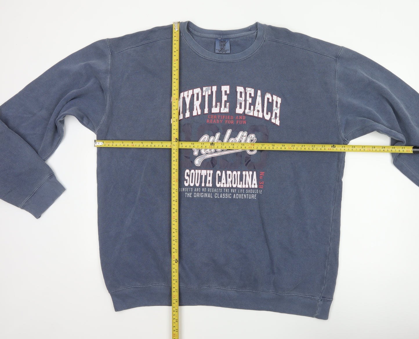 Comfort Colors Men's Blue L Pullover Sweatshirt Myrtle Beach Graphic