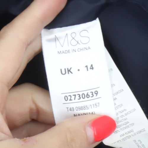 Marks & Spencer Women's Navy UK 14 Single-Breasted Mid-Length Overcoat