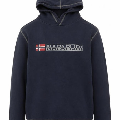 Napapijri Men’s Blue L Pullover Hoodie Norway Flag Logo