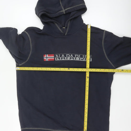 Napapijri Men’s Blue L Pullover Hoodie Norway Flag Logo