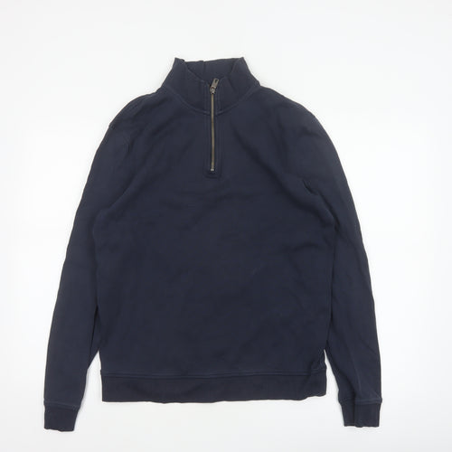 Ted Baker Men’s Blue L 1/4 Zip High Neck Pullover Sweatshirt