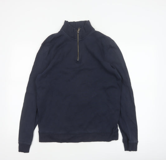 Ted Baker Men’s Blue L 1/4 Zip High Neck Pullover Sweatshirt