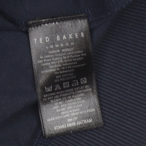 Ted Baker Men’s Blue L 1/4 Zip High Neck Pullover Sweatshirt
