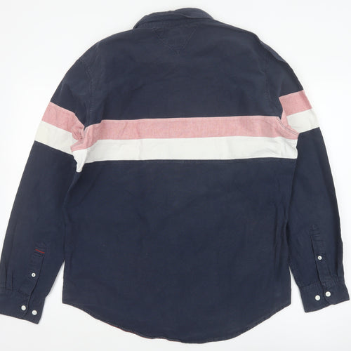 Tommy Hilfiger Men’s Navy Colourblock Cotton Shirt L Classic Fit