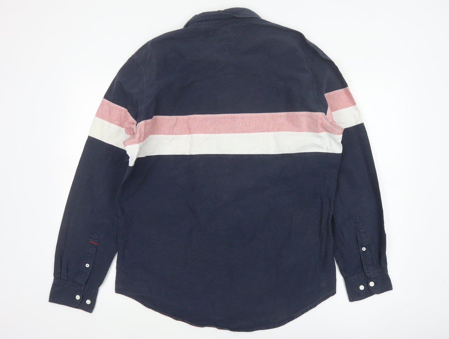Tommy Hilfiger Men’s Navy Colourblock Cotton Shirt L Classic Fit
