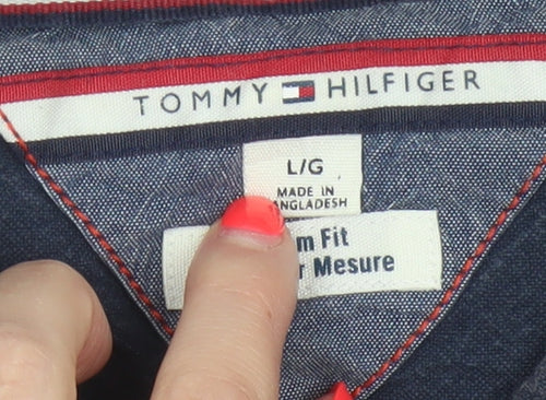 Tommy Hilfiger Men’s Navy Colourblock Cotton Shirt L Classic Fit